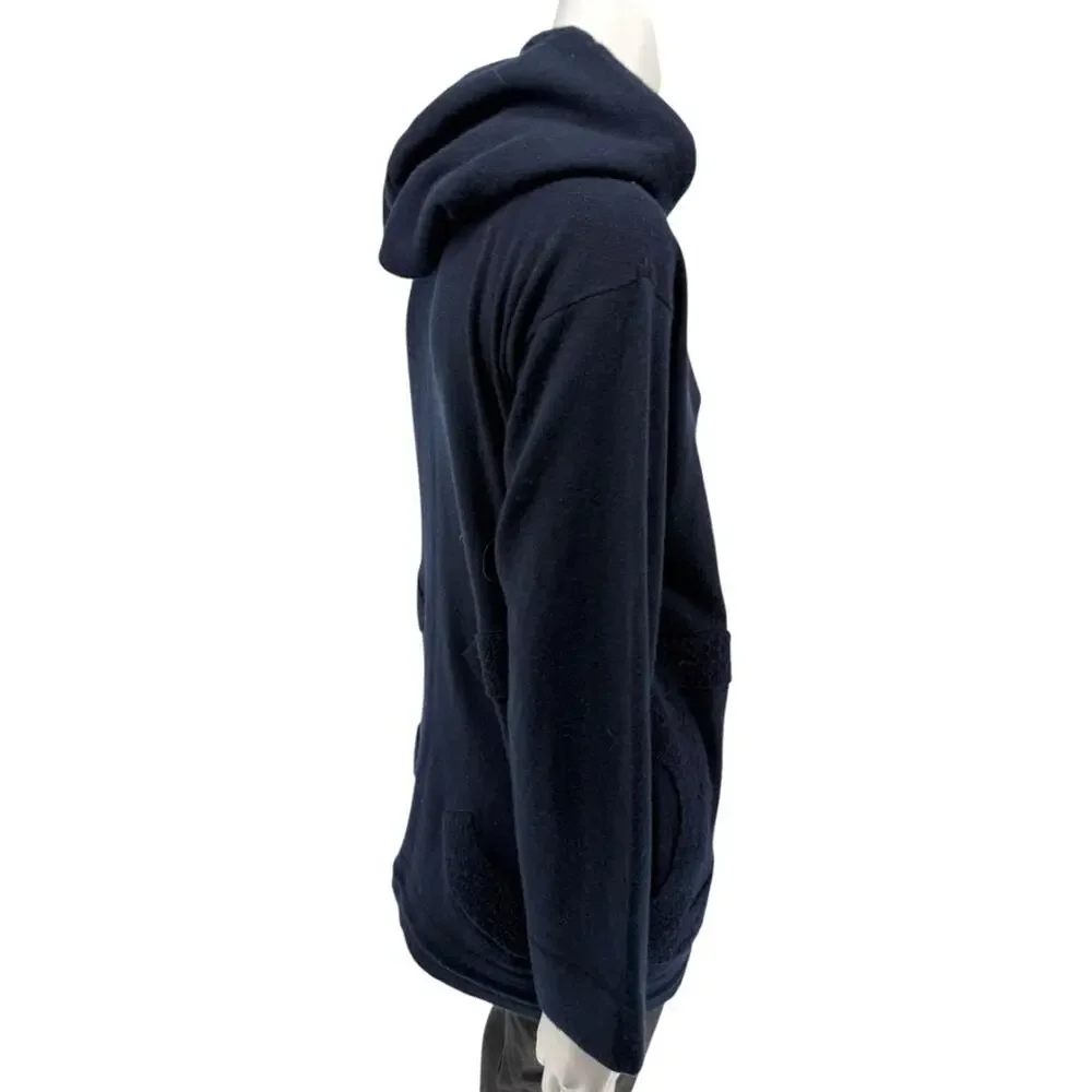 Chanel Navy Blue Cashmere Hoodie with Silver Hardware – Size 36